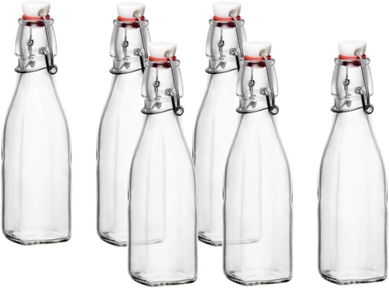 Bormioli Rocco Swing Top Glass Bottles (8.5oz, Set of 6)