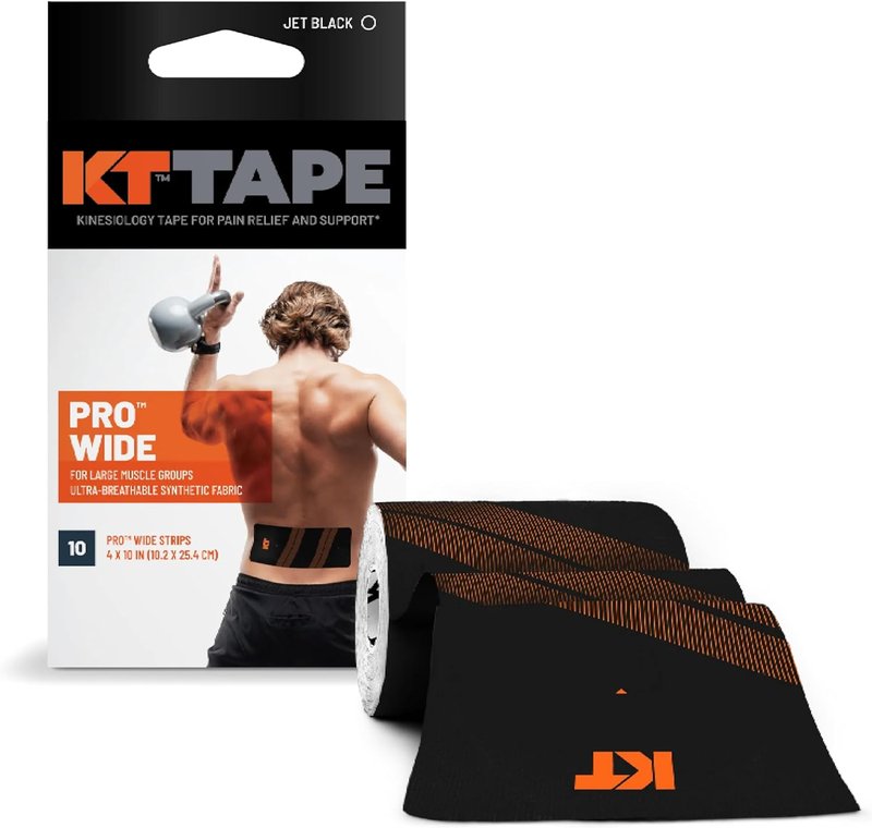 KT Tape Pro Synthetic Kinesiology Tape (20 Precut Strips, Black)