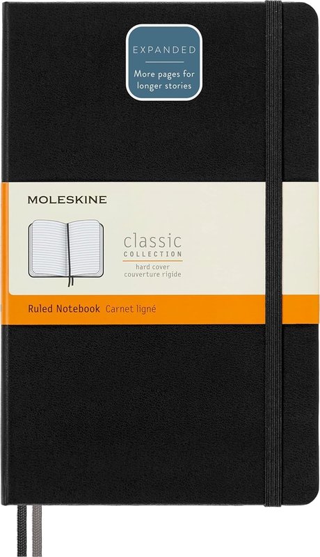 Moleskine Classic Notebook (Large, Hardcover, Plain Pages, Black)