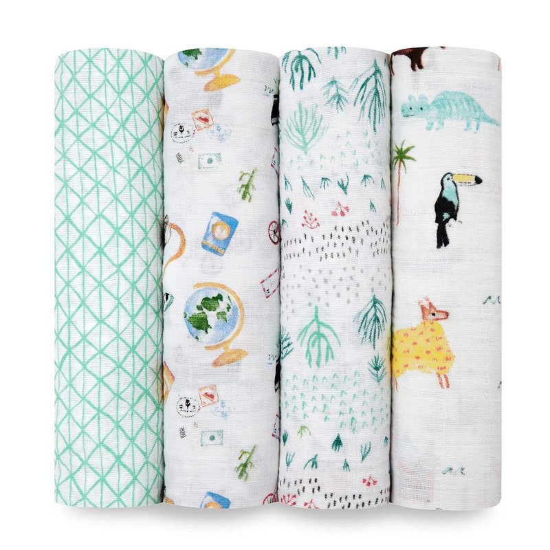 Aden + Anais 4-Pack Lightweight Cotton Muslin Swaddle Blankets