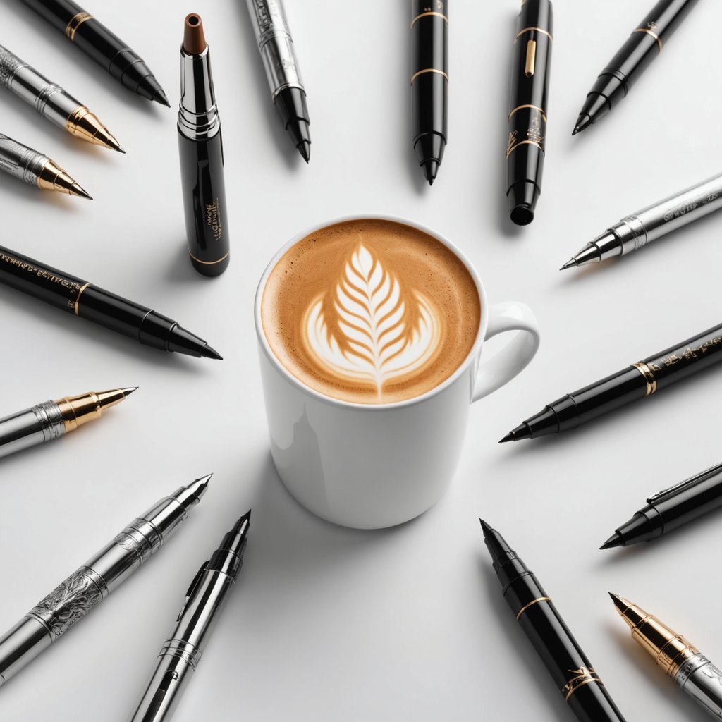 MHW-3BOMBER Latte Art Etching Pen Set (Stainless Steel, 3 Pieces)
