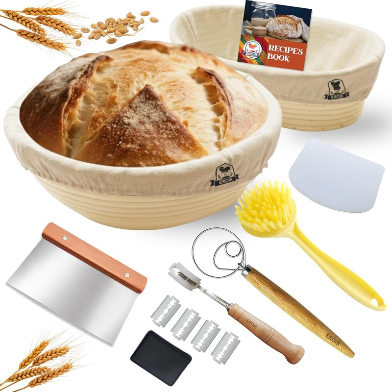 Brotform Banneton Proofing Basket Set with Linen Liners (Round + Oval)