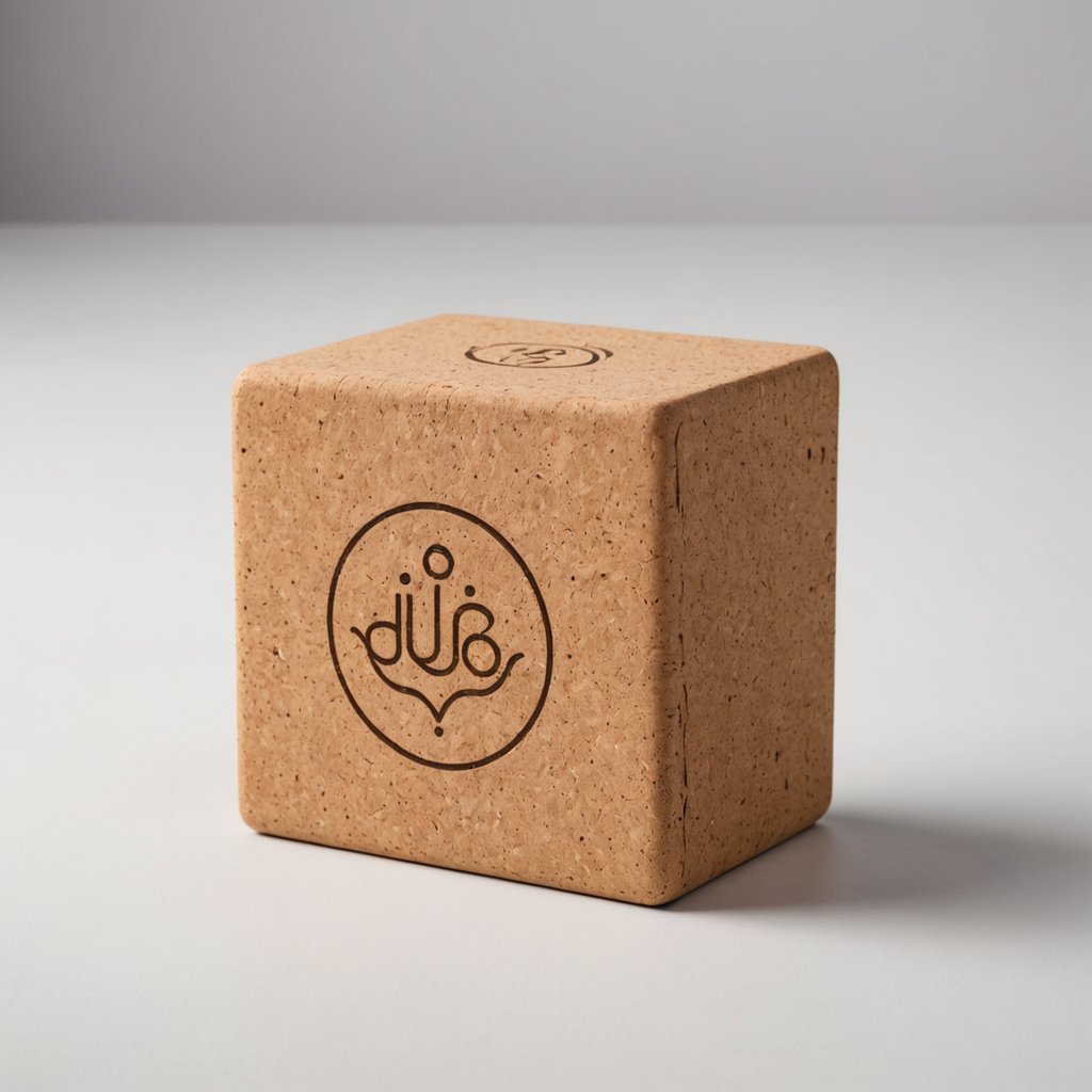 IUGA Cork Yoga Block — single block, smooth finish natural cork