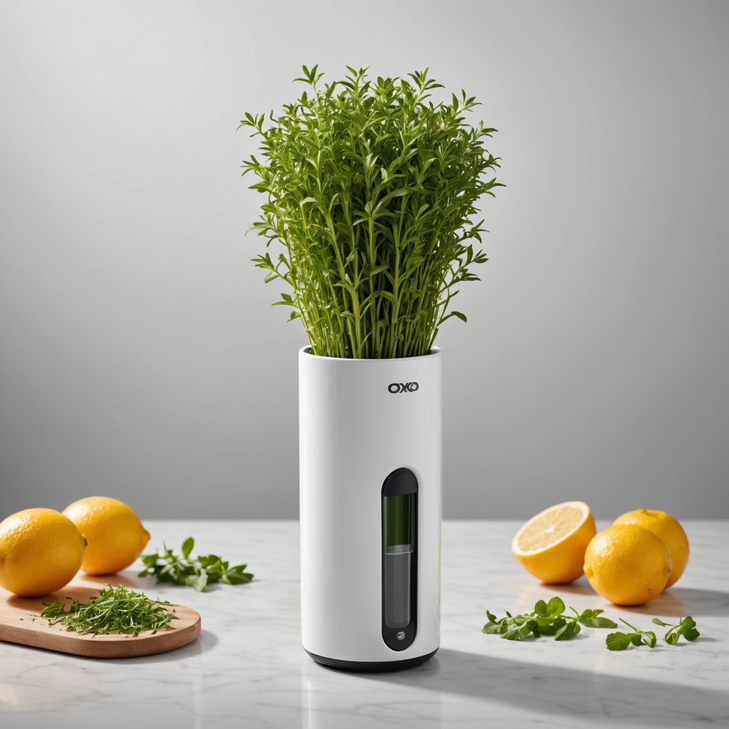 OXO Good Grips Herb Keeper — tall container with water reservoir