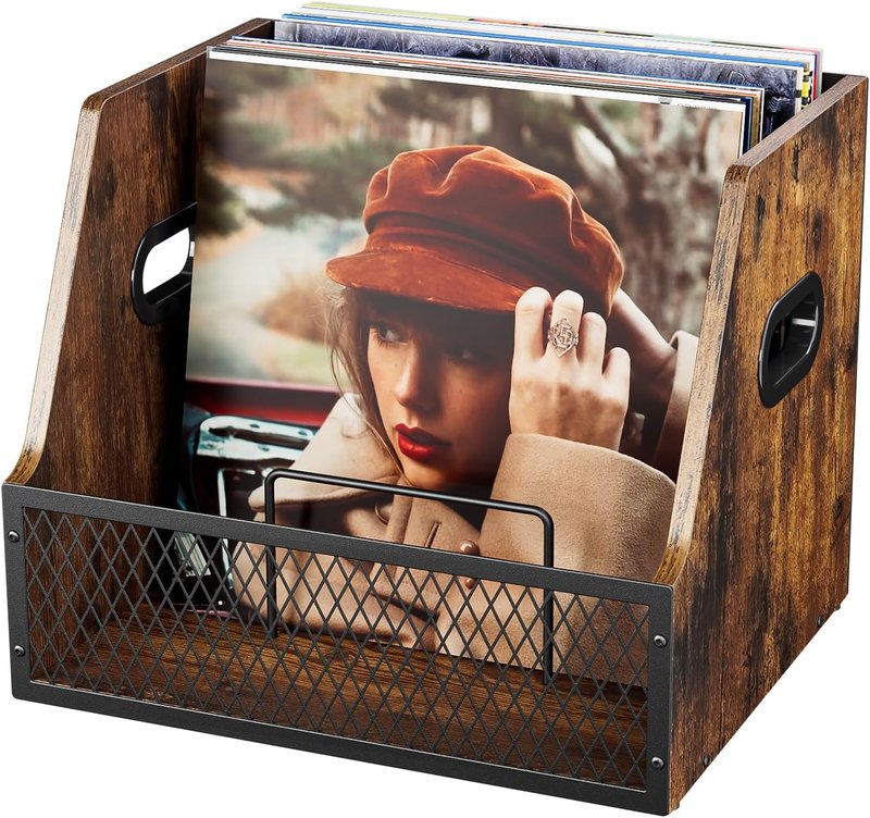 Vinyl Record Storage Tower with Dividers (Holds 50 LPs, Bamboo)